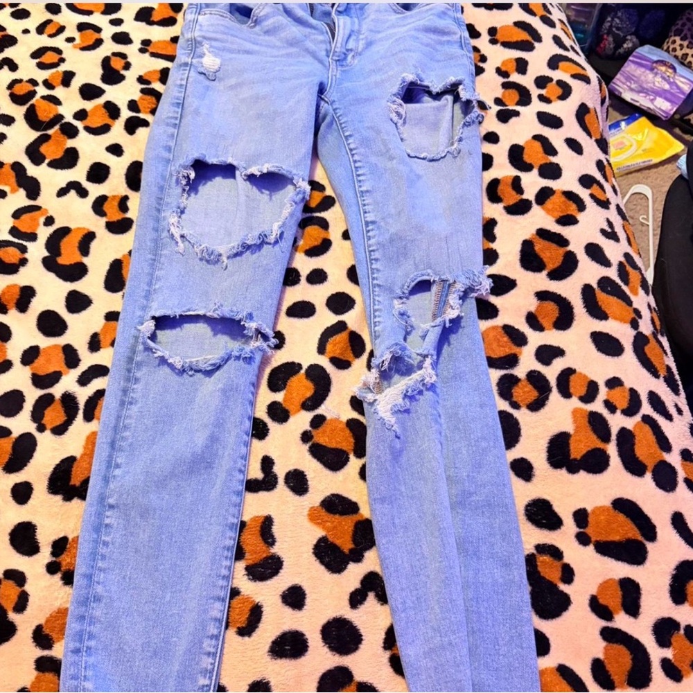 American Eagle Outfitters Light Blue Ripped Skinny Jeans